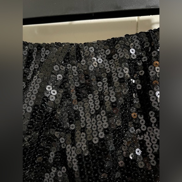 Ashley Stewart size 14 1x black sequin stretch mini skirt back zipper - Picture 3 of 5